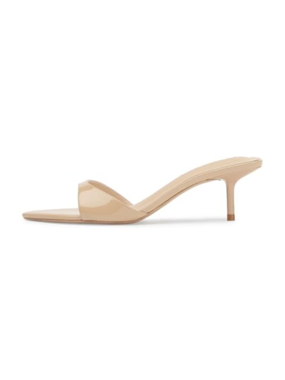 Pointed Open Toe Slip-On Mules Sandals PU Leather Kitten Heels